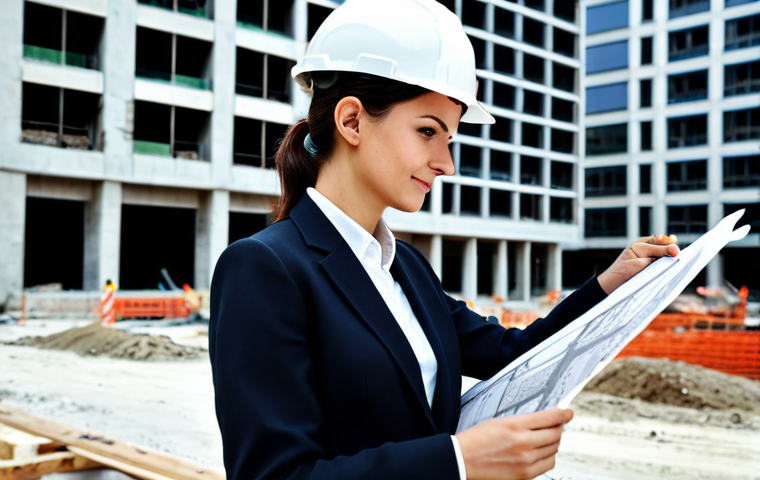 Successful Architect**
"A professional female architect in Istanbul, fully clothed in stylish but modest business attire, reviewing blueprints at a construction site with modern buildings in the background, hard hat on head, safe for work, perfect anatomy, natural pose, well-formed hands, proper finger count, professional photography, high quality, appropriate content, family-friendly."
**