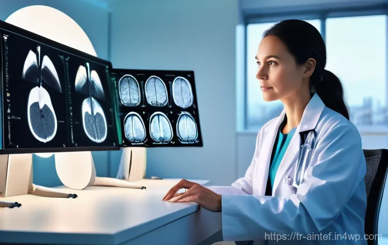 AI 치료의 효율성 및 윤리적 평가 - **Prompt 1: AI-Powered Early Diagnosis in a Modern Clinic**
"A clean, brightly lit modern clinic...
