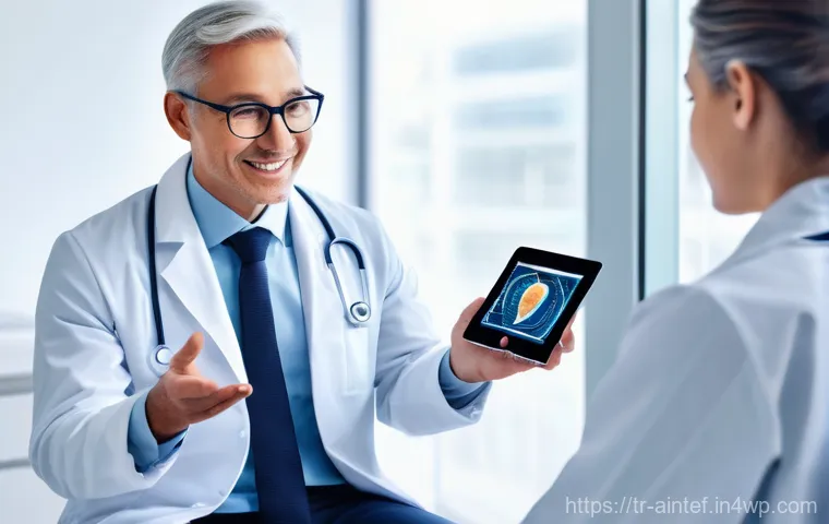 AI 치료의 효율성 및 윤리적 평가 - **Prompt 1: AI-Powered Early Diagnosis in a Modern Clinic**
    "A clean, brightly lit modern clinic...