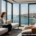 Home 21 AI와 심리 치료의 상호 보완적 관계 - A modern therapy room in Istanbul featuring a middle-aged Turkish female therapist attentively liste...