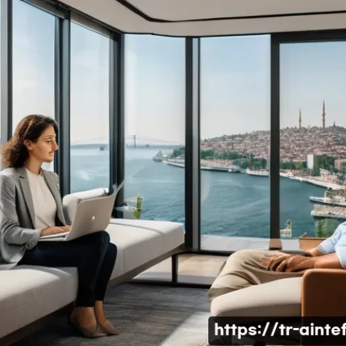 Home 33 AI와 심리 치료의 상호 보완적 관계 - A modern therapy room in Istanbul featuring a middle-aged Turkish female therapist attentively liste...