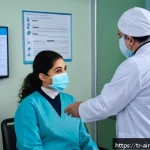 Home 20 AI 치료법의 윤리적 기준 설정 - A professional hospital scene in modern Turkey showing a female doctor of Middle Eastern descent wea...