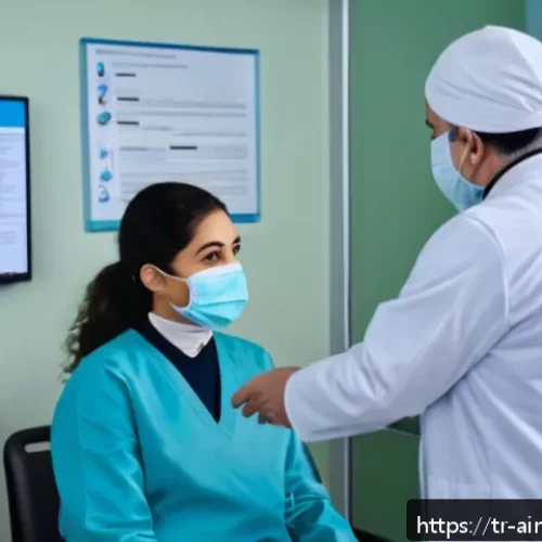 Home 32 AI 치료법의 윤리적 기준 설정 - A professional hospital scene in modern Turkey showing a female doctor of Middle Eastern descent wea...