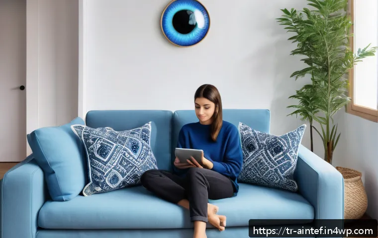 AI 테라피의 윤리적 가이드라인 - A modern digital therapy session scene set in a cozy, well-lit Turkish living room featuring a young...